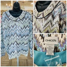 NWT Chico's Ikats Meow Sequin Jacket, Seascape, Chico Size 3 US 16 , Retail 149