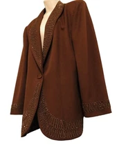 John Meyer of Norwich Plus Size Brown Beaded Blazer Jacket size 18W