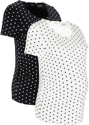 Neu 2er Pack Umstandsshirt aus Bio-Baumwolle Gr. 32/34 Schwarz+Weiß Damen Blouse