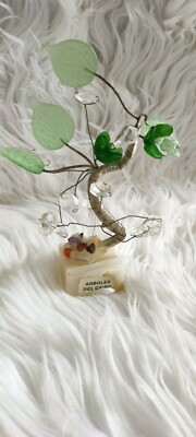 Vintage Ägyptische Kairo Handarbeit Baum Figur Silber & Kristalle mit Marmorsockel