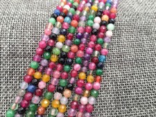 Natural Faceted 4mm Multicolor Jade Round Gemstone Loose Beads 15'' Strand