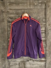 Adidas Windbreaker Track Jacket Full Zip Purple Girls Size XL 13-14 GUC