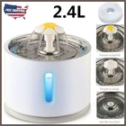 2.4L Automatic Stainless Steel Pet Fountain Cat Water Drinking Bowl Dispenser US