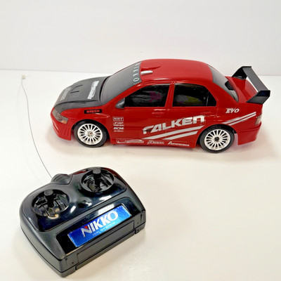 Nikko Mitsubishi Lancer Evolution Mayhem RC Car Falken Red w/ Controller 49MHz