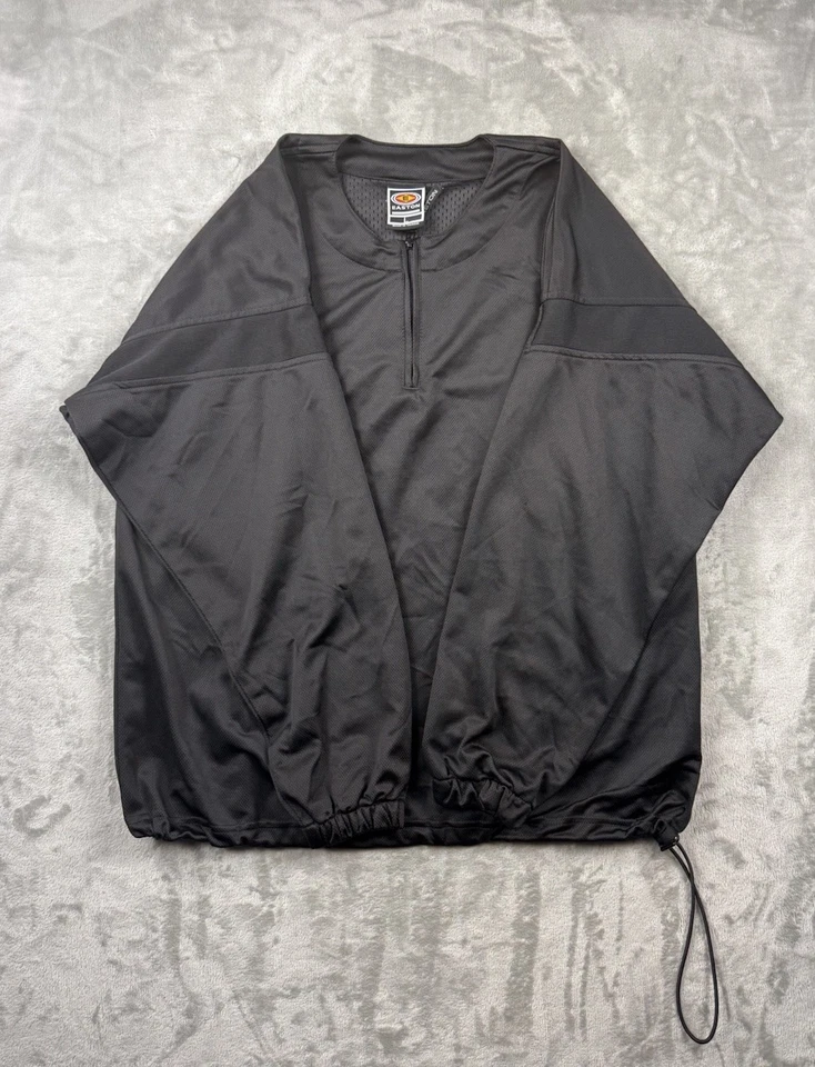 Chaqueta cortavientos suéter Easton 1/4 cremallera negra L forrada de malla Y2K béisbol de colección Foto 3 de 4