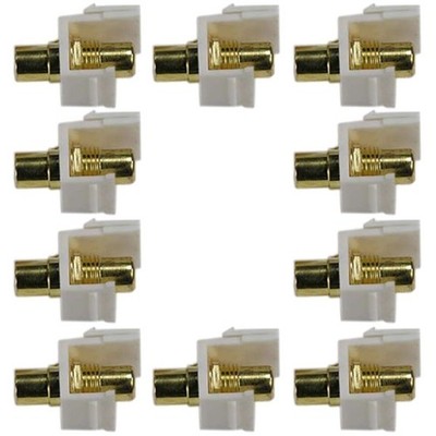 10 Pcs RCA Keystone Jack Audio Video Coupler Gold Plated Yellow Center White