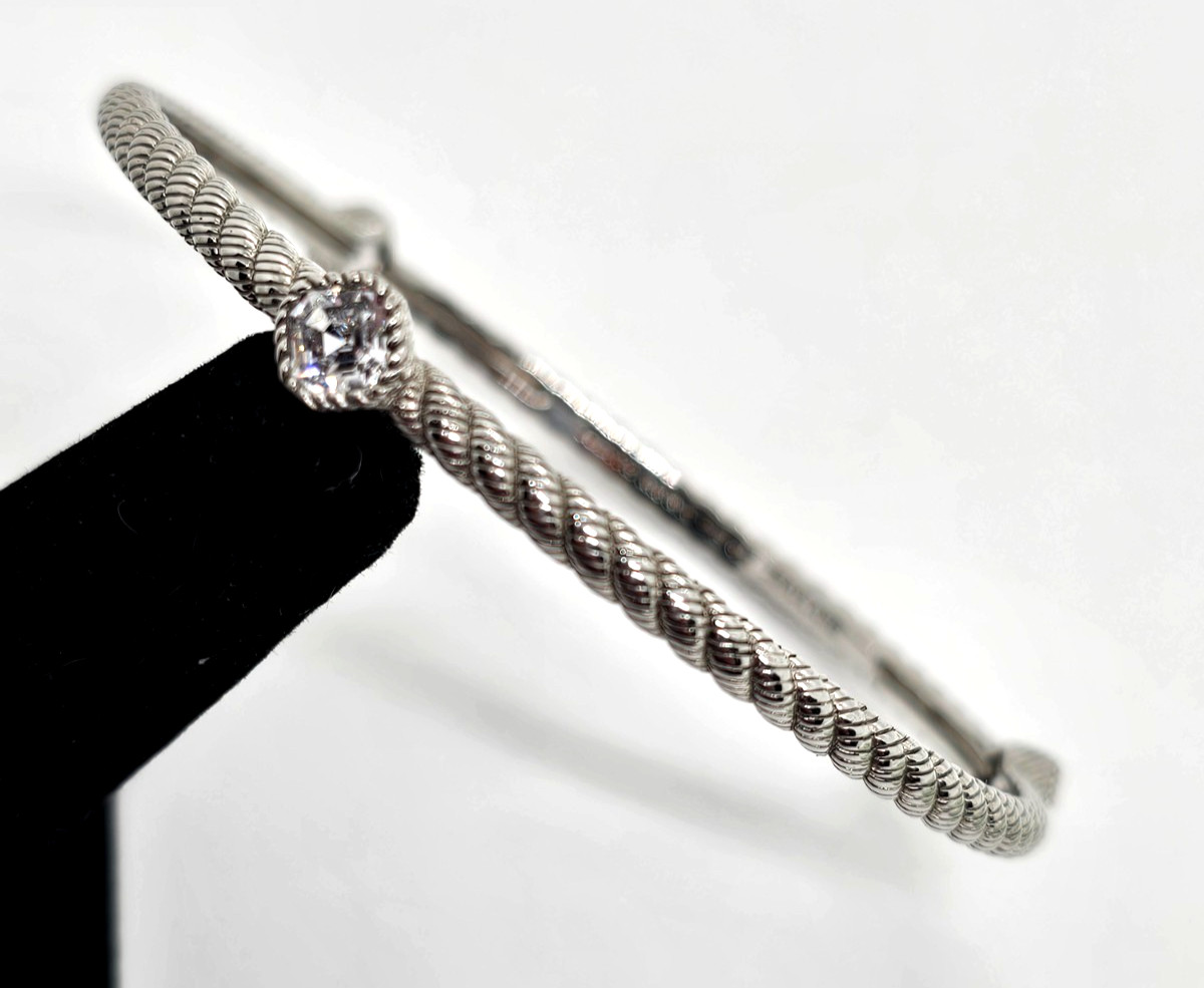 Judith Ripka Sterling  Stackable  3 Stone Crystal… - image 3