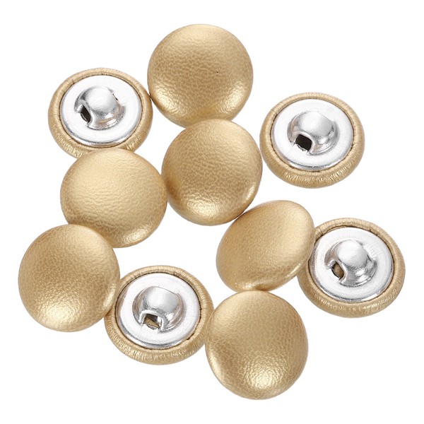 10 Stk. Pu-LederknöPfe 15Mm Rund Alu FüR Kleidung, Diy, Gold-image