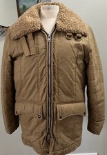 VTG Corwin 1960s Nylon Sherpa Lined Tan Coat Size Tag Missing See Measurements