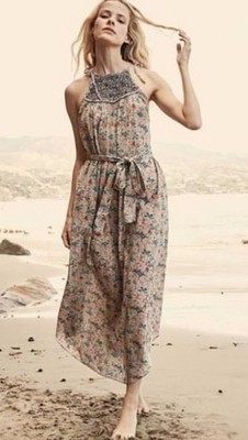 Doen Thoreau Dress Cream Lady Bird Floral Print Size Small Sleeveless