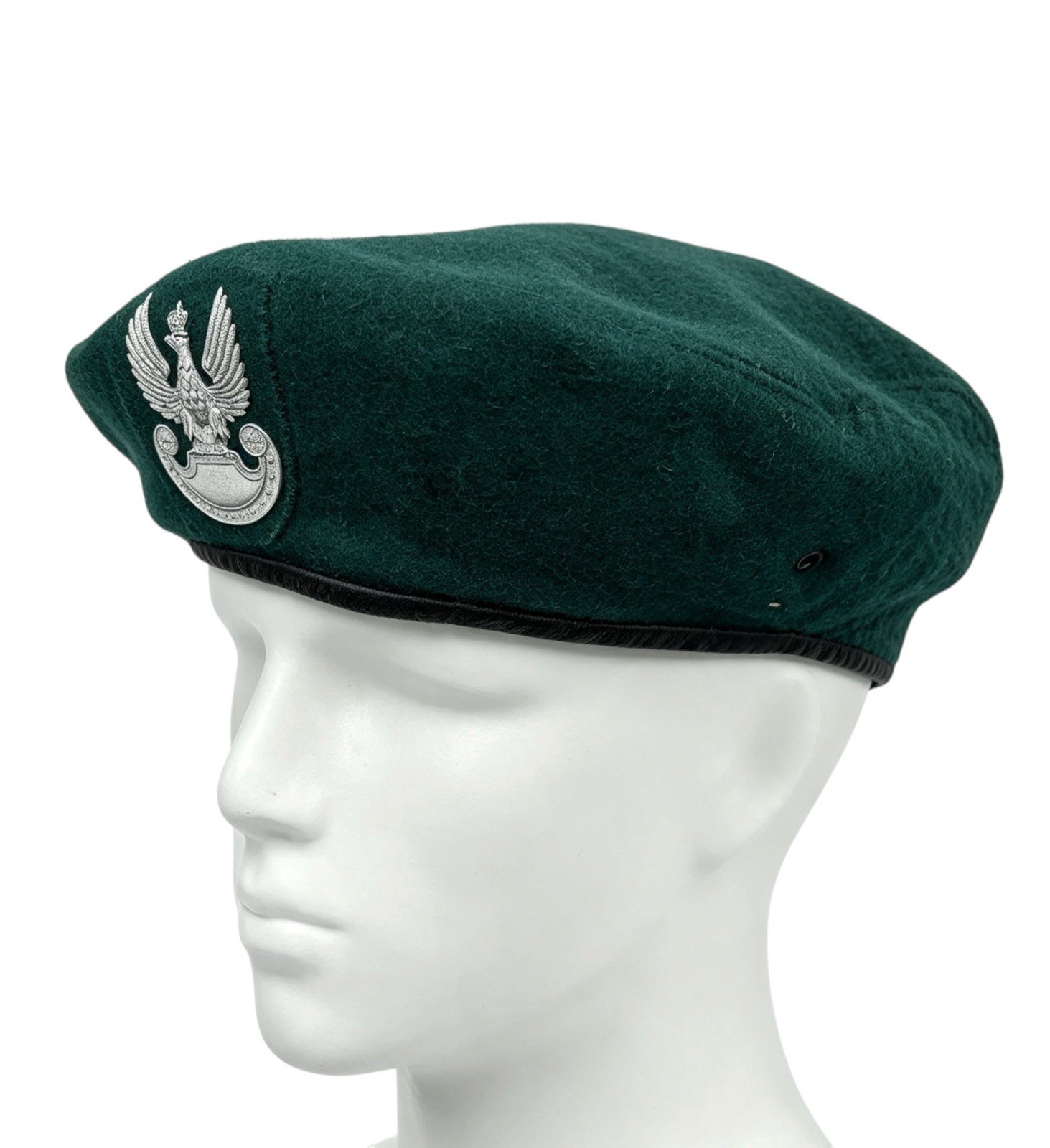 Vintage Military Beret Green Wool Retro Indie Small RefD