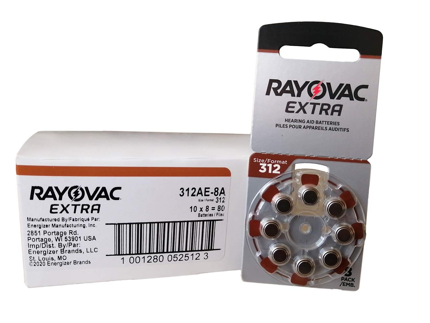 Rayovac Size 312 Extra Advanced Mercury Free Hearing Aid Batteries 80 Pack