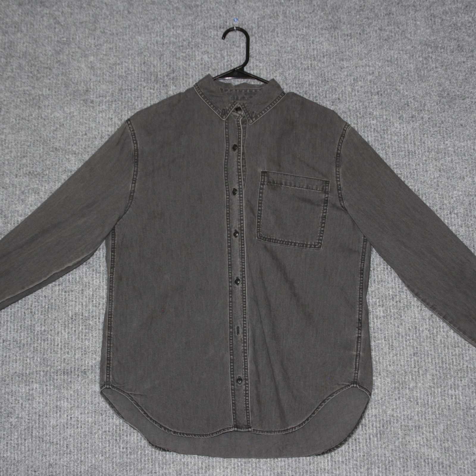 Madewell Gray Washed Denim Button Up Shirt Long Sleeve Casual Top Womens Size S