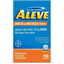 Aleve Naproxen Sodium Back and Muscle Pain Tablet (NSAID) - 90ct EXP 8/2027+