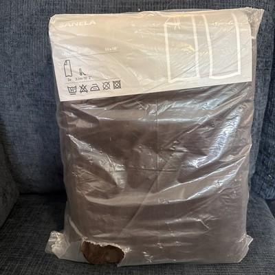 IKEA Sanela Brown Velvet Curtains Drapery Panels 55  X 118  New In Package