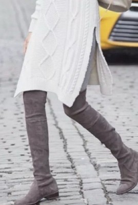 Stuart Weitzman Greg Wildleder Overknee Stiefel Größe 35,5 EUR Guter Zustand