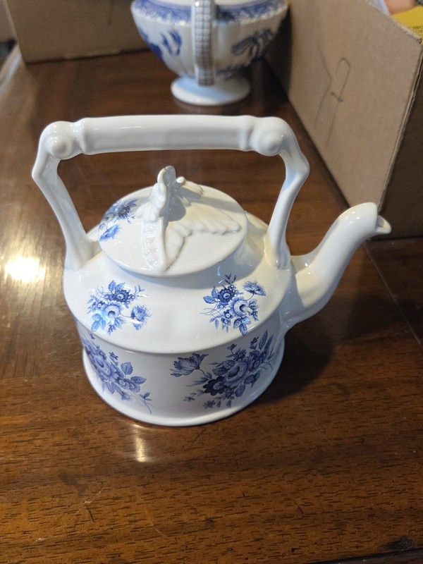 Midcentury Arthur Wood "Blue Rose" Porcelain Teapot #6317 - Made in England