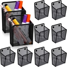 10pcs Magnetic Pen Pencil Holder Stainless Steel Pen Basket Metal Writing Ute...