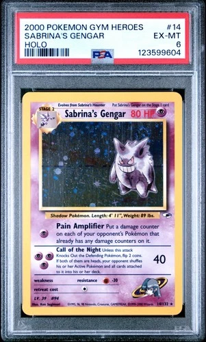 Sabrina's Gengar 14/132 Holo Gym Heroes Pokemon PSA 6 *604