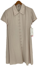 NWT Vtg Jessica Howard Womens 8 Shirt Dress Faux Button Front Beige Made in USA
