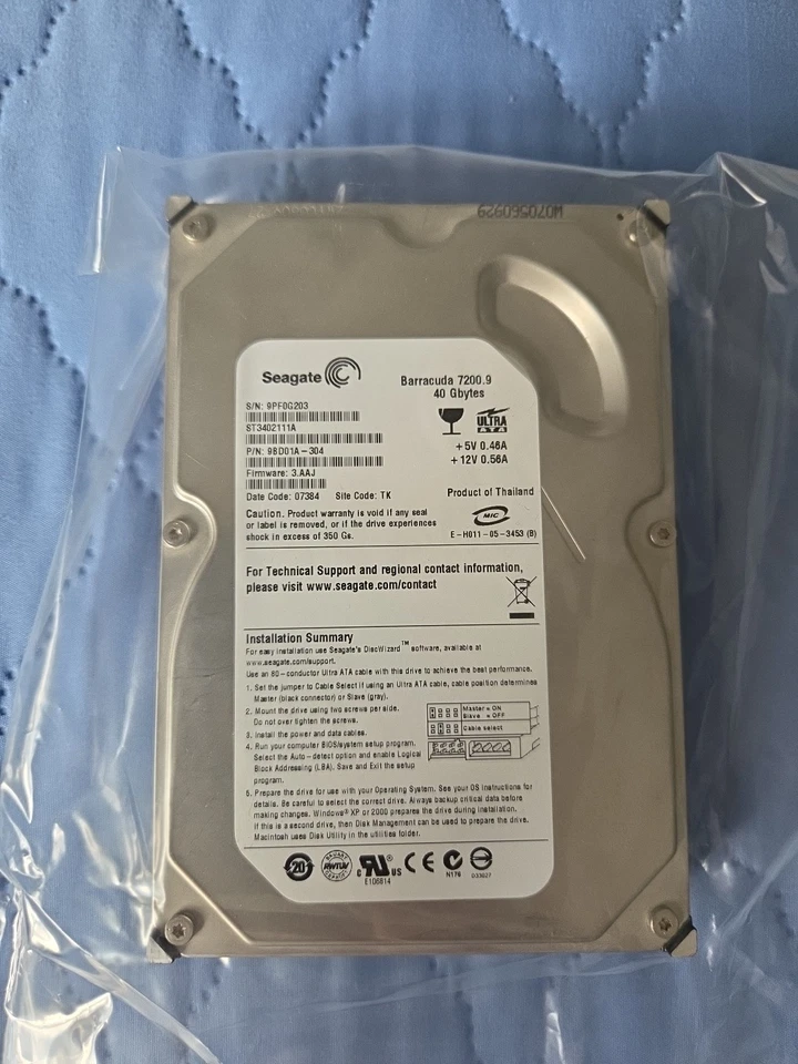 FESTPLATTE SEAGATE Barracuda 7200.9 40GB ST3402111A 2MB PATA ATA IDE 3.5" Zoll