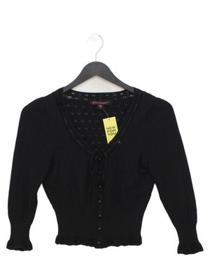 Betsey Johnson Damen Strickjacke S schwarz Seide mit Baumwolle, Viskose V-Ausschnitt Cardigan