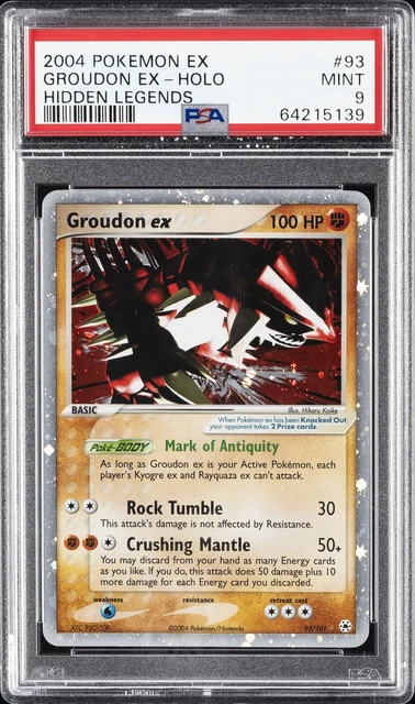 2004 POKEMON EX HIDDEN LEGENDS #93 GROUDON EX-HOLO PSA 9
