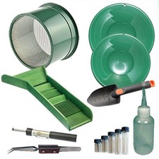 Sluice Monkey M5P Gold Panning Kit 10"  12" Gold Pans, 6" Mimi Classifier, Vial