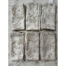 CRATE AND BARREL Set of 6 Beige Cream Tan Acorn Jacquard Cotton Napkins 20 X 20