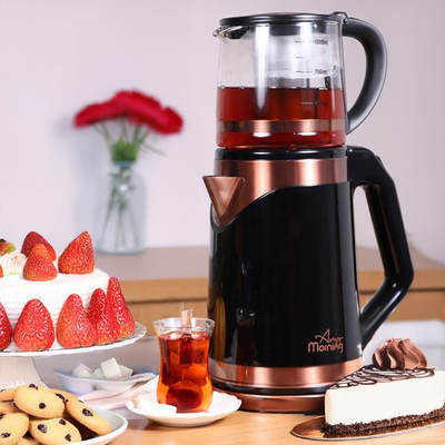 #ad Any Morning Electric Turkish Teapot Stainless Steel Tea Maker Cordless Kettle $38.49