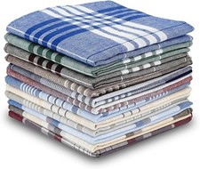 12 Pack Men's Cotton Handkerchiefs 16 Inch Assorted Colors Classic Pocket Square