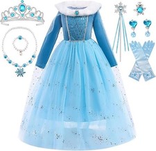 ELSA & ANNA Abito da principessa per bambina - Costume da bambina congelata - Abito da principessa per bambina per feste, compleanni, travestimenti e Halloween - Abito CNDR5 - Giochi e Prodotti