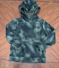 Under Armour Boys YSM Camouflage Pullover Hoodie Green Black Fleece Loose Fit
