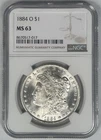 1884-O Morgan Silver $1 Dollar Coin NGC MS 63