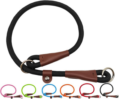 Slip Collar Nylon Rope Adjustable Collar for Dog Training- No Pull round Marting