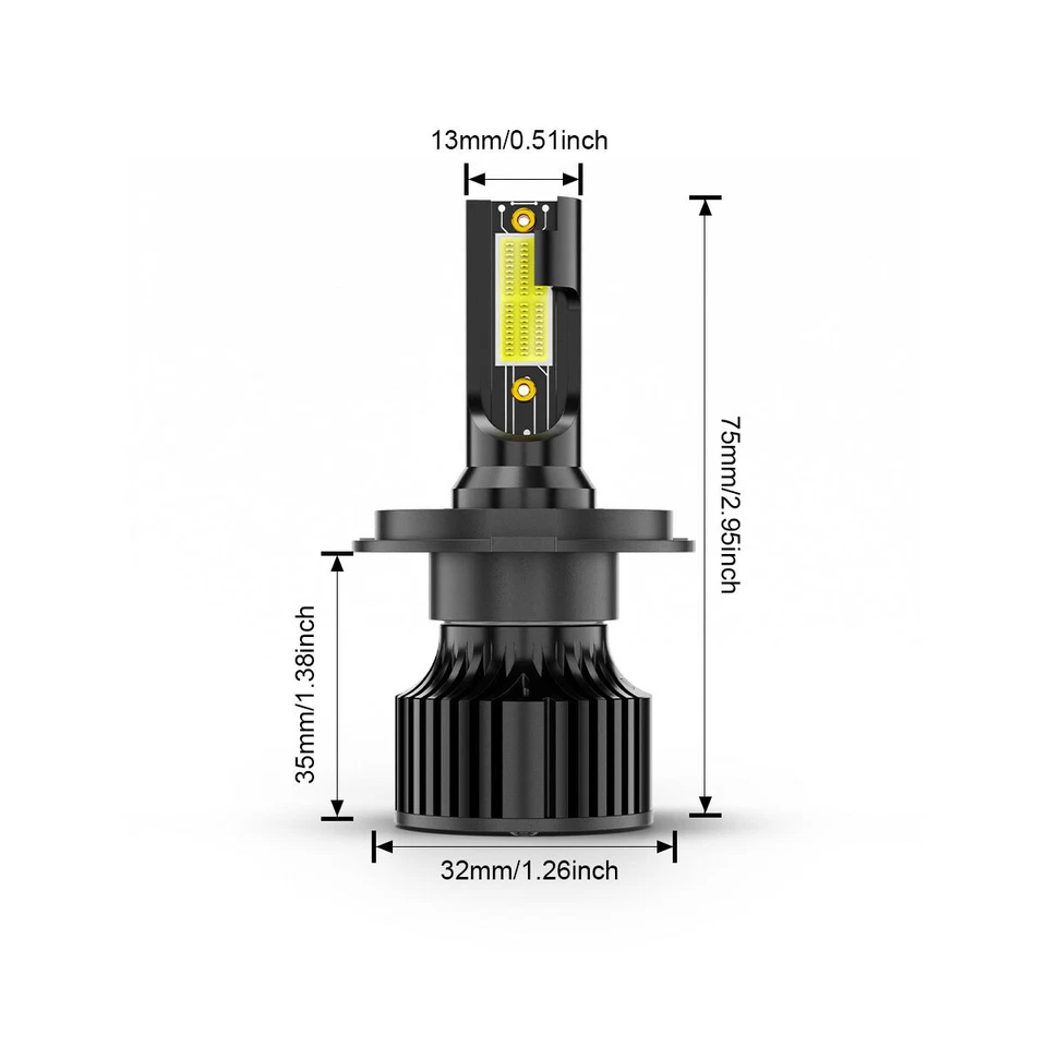 Pair 7" inch+H4 Round Housing LED Headlights High/Low For Ford Pinto 1971-1977 - Image 3 of 4