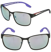 PRADA 52T LINEA ROSSA PS52TS Matte Black Lilac Rubber Mirrored Sport Sunglasses