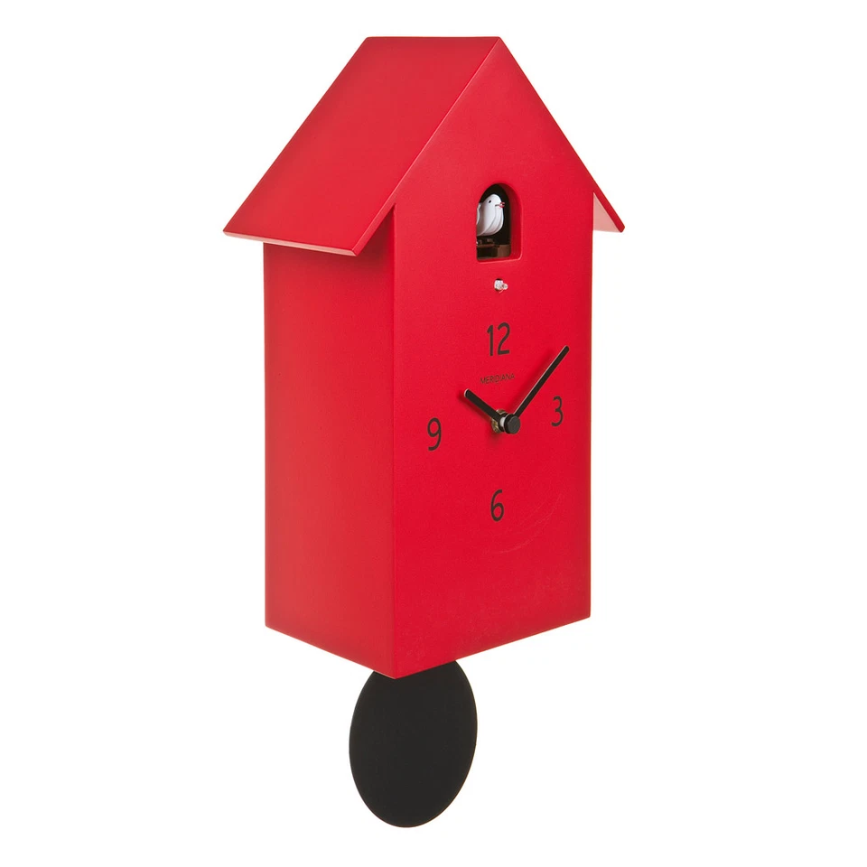 ZUBA Rot Domeniconi lackiertem Holz Wanduhr mit Kuckuck und Pendel - Bild 1 von 1