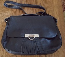 New Onna Ehrlich Black Leather Handbag Crossbody Messenger Shoulder Computer Bag