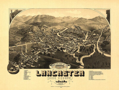 Panoramic Map of Lancaster New Hampshire 16x20
