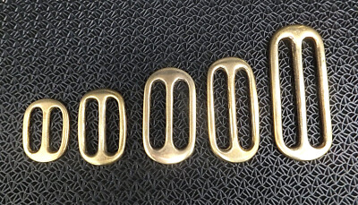 2 x Solid Brass Tri Glide 3 Bar Slide Adjuster 20 - 50 mm Gurtband Gürteltaschen