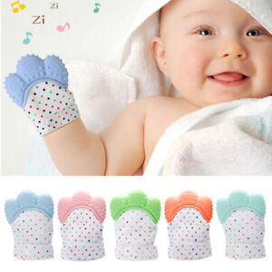 Baby Teether Silicone Mit Teething Mitten Glove Candy Wrapper Sound Toy Gift US