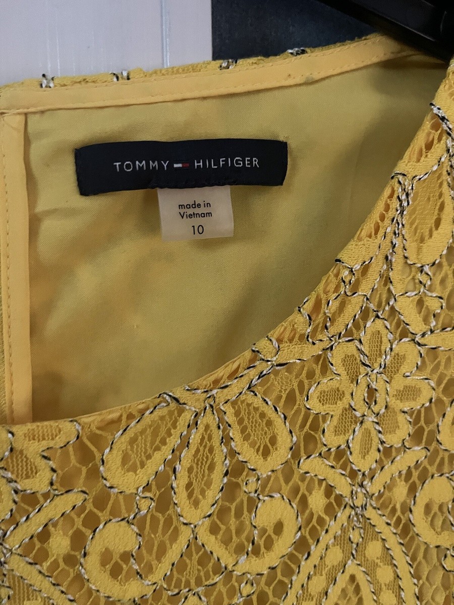 Yellow Lace Dress Tommy Hilfiger Size 10