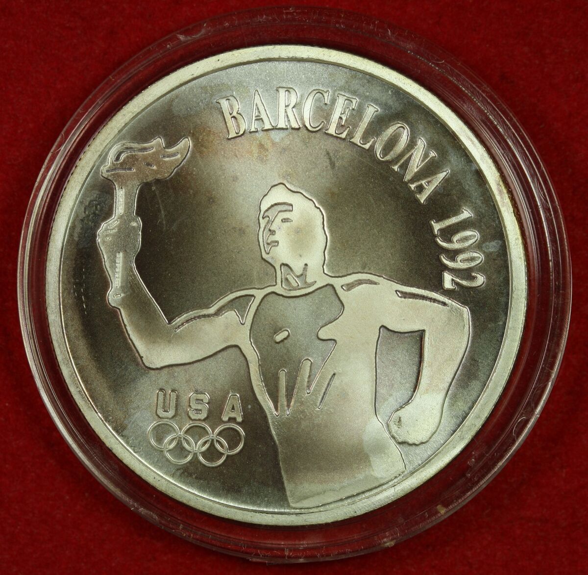 1992 Barcelona Olympics Silver Medallion 1 Oz. .999 Fine 1992 Barcelona Olympics Silver Medallion 1 Oz. .999 Fine