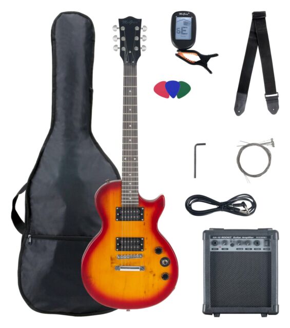 Top Einsteiger E-Gitarre Set Orange Burst mit Verstärker Tuner Gigbag & Gurt