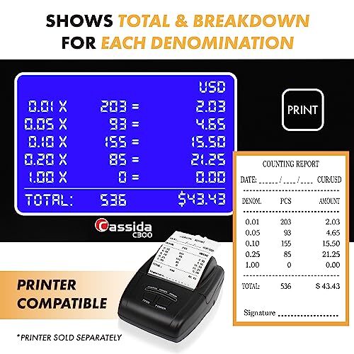 Cassida C300 Professional USD Coin Counter Sorter and Wrapper/Roller
