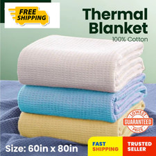 Hospital Thermal Blanket Soft Light Throw Blanket 100 Cotton Super Single Size