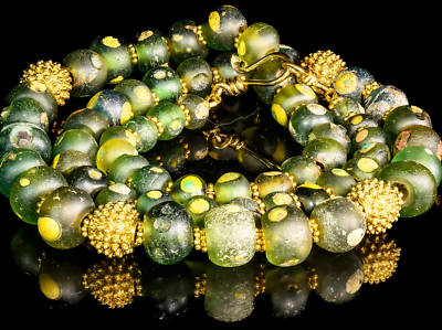 Ancient Islamic Period Rare Green Evil Eye Glass Beads Ancient Islamic Period Rare Green Evil Eye Glass Beads