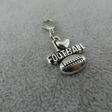 I HEART FOOTBALL Charm Zipper Pull Keychain Add On Clip Dangle Love Fan Mom