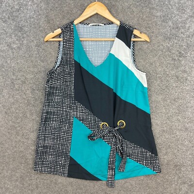 Jane Lamerton Top Womens 8 Multicolour Sleeveless Scoop Neck Tank 38513